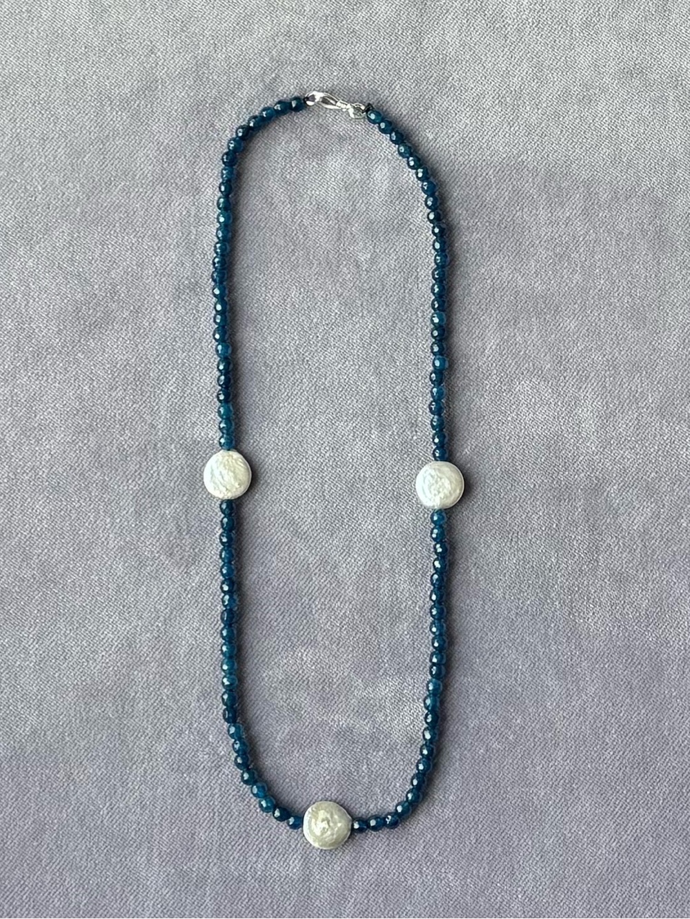 NWOT Tuckernuck Deep Blue Jade and Pearl Necklace